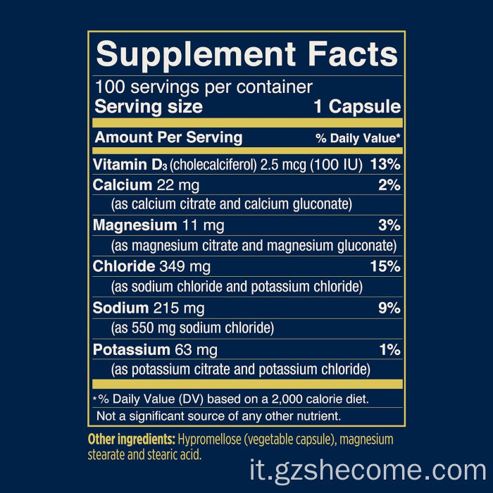 Capsule di elettroliti con vitamina D Supporta gli sport di resistenza